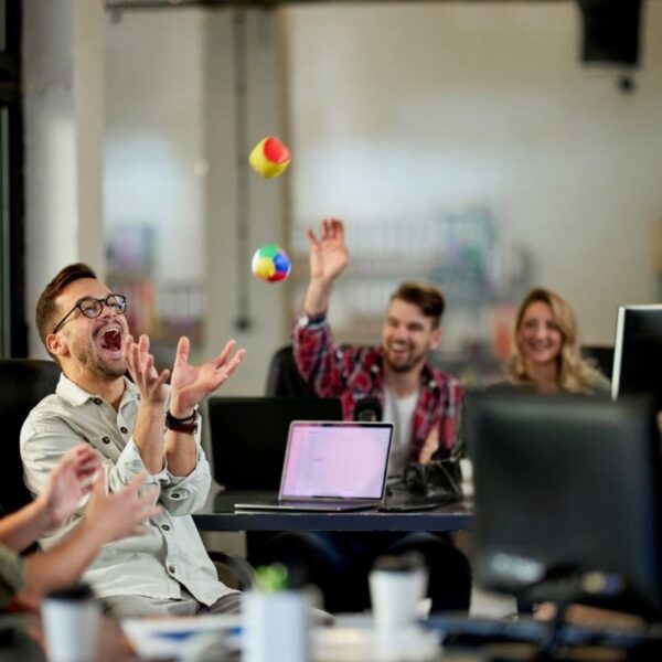 A team of executives is playing together in their free time