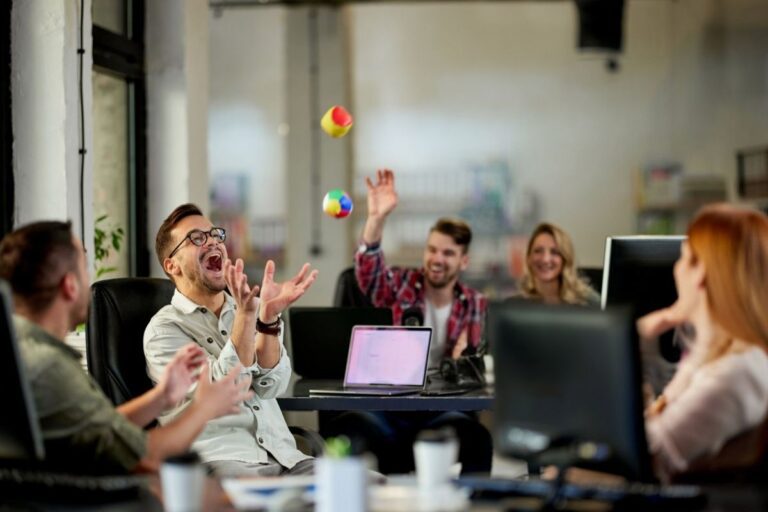 A team of executives is playing together in their free time