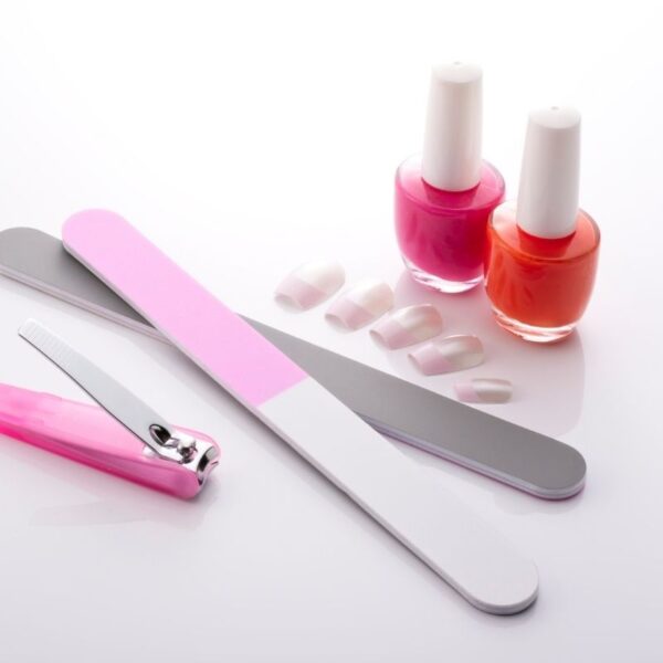 A variety of customizable nail manicure products displayed together