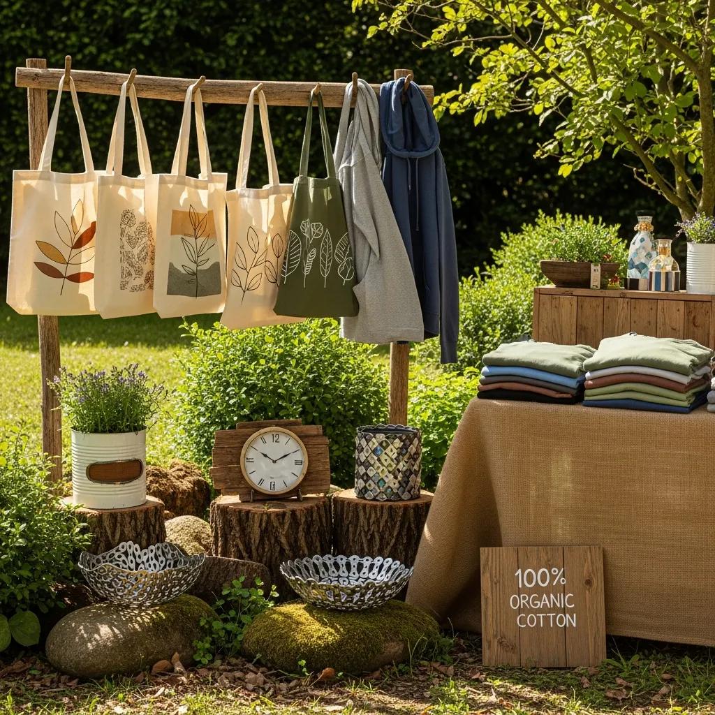 Eco-friendly products styled outdoors to highlight sustainability trends on Etsy